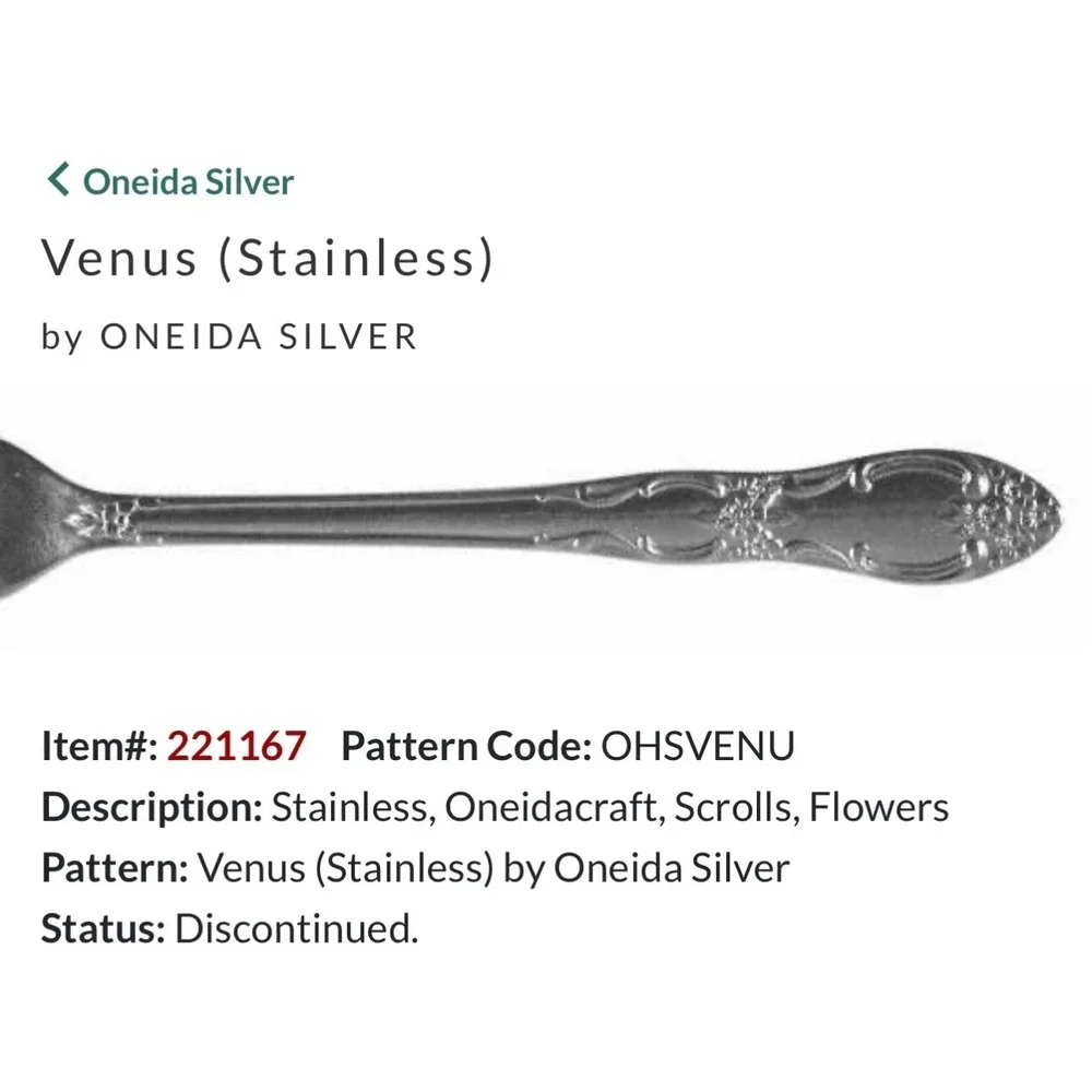 Oneida Venus Stainless Dinner Knives Set of 4 Modern Solid Handle Floral OHSVENU